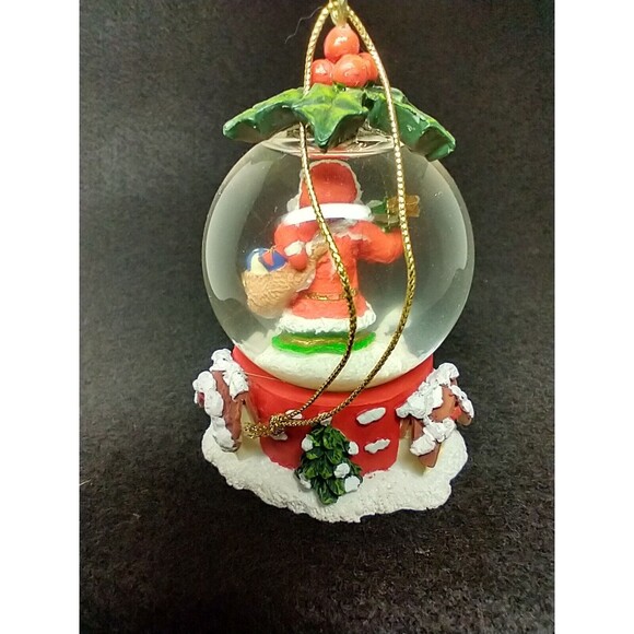 Water Snow Globe Santa & Toy Sack & Tree Ornament Glass * New In Box * - Picture 4 of 6